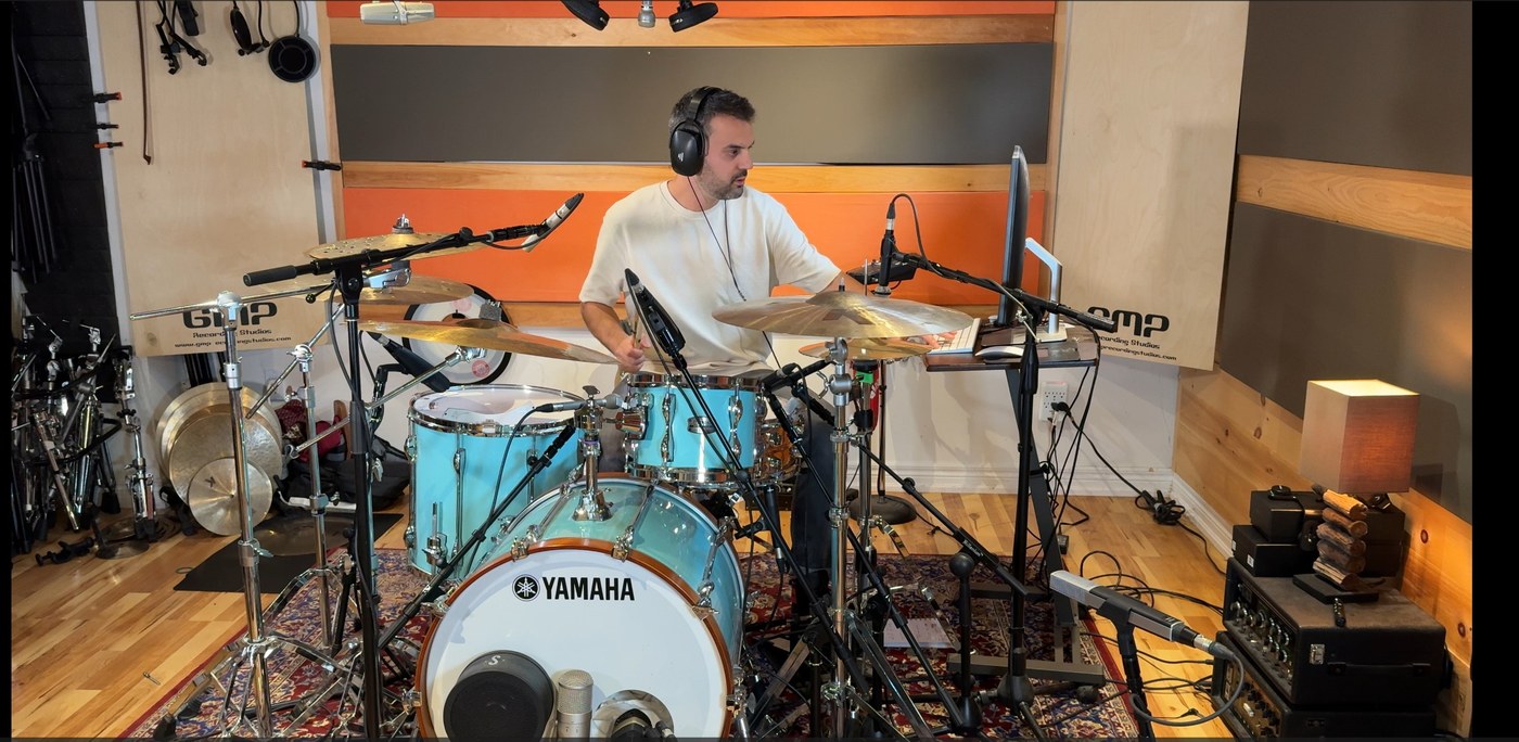 Drummer recording remotely for Shehnai Funk
