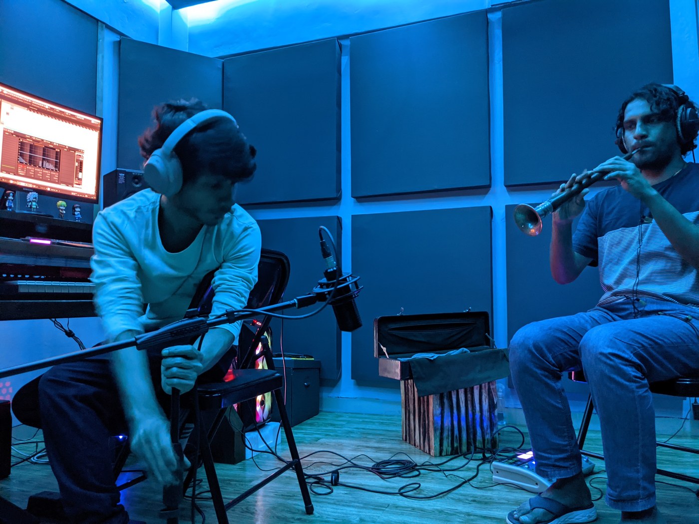 Omkar Dhumal recording with a collaborator