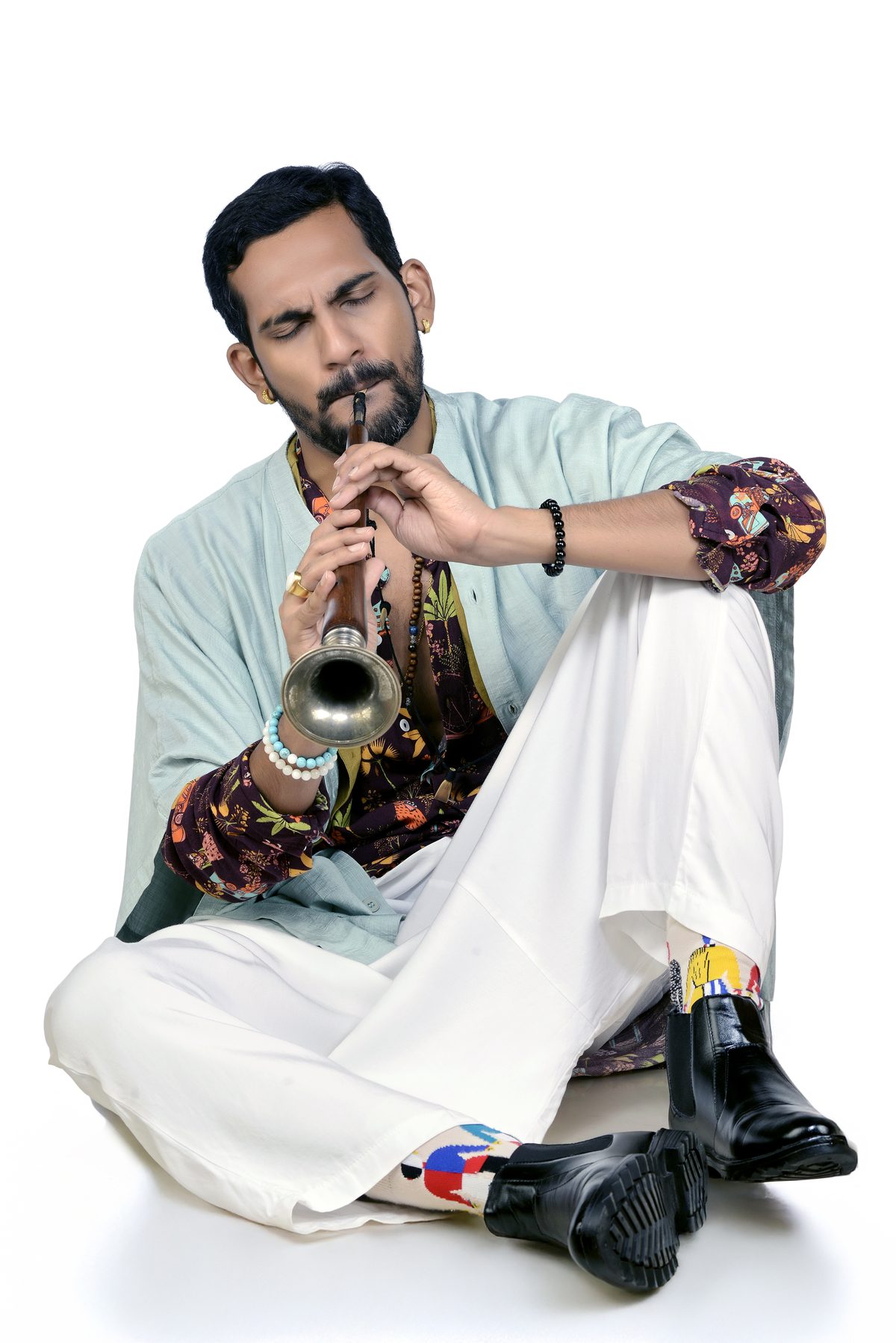 Omkar Dhumal playing the Shehnai