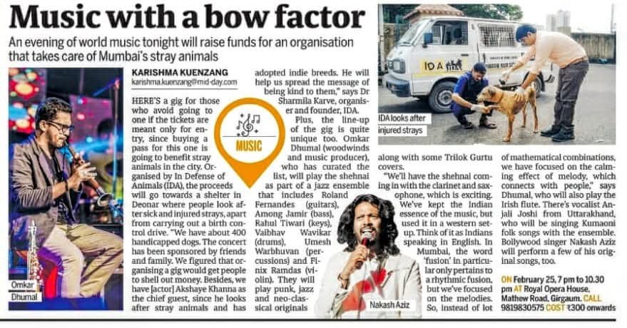 Mid-Day feature on Omkar Dhumal's benefit concert