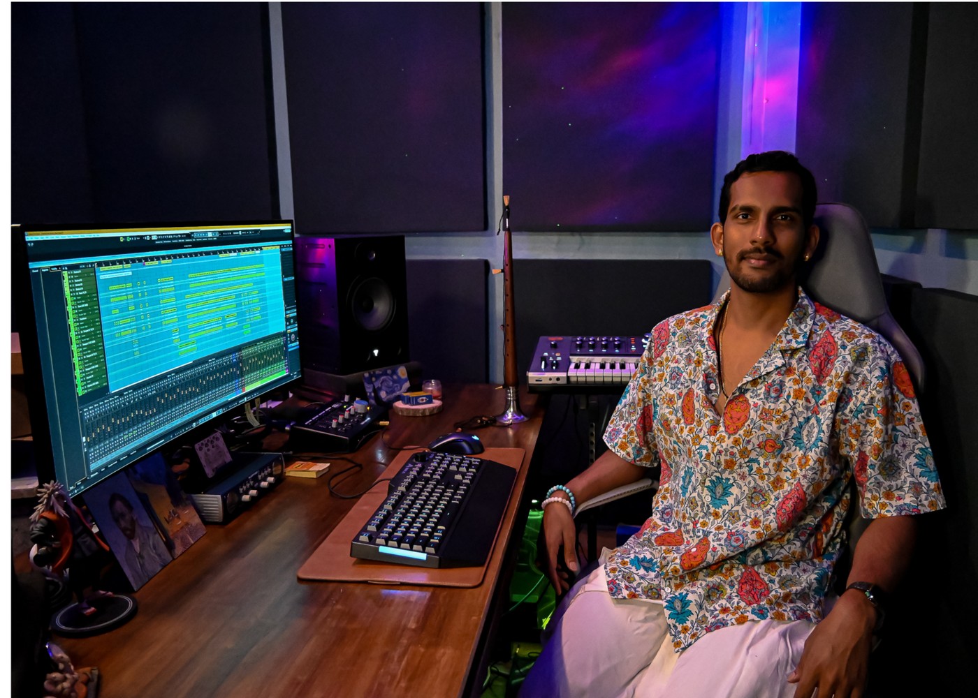 Omkar Dhumal in his home studio